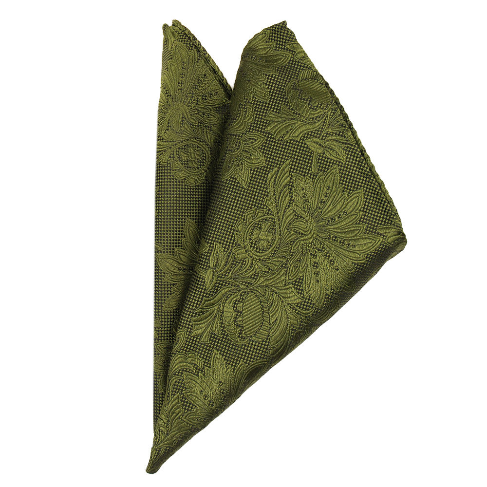 Moosgrünes gemustertes Einstecktuch ⎪ Giorgio Redaelli