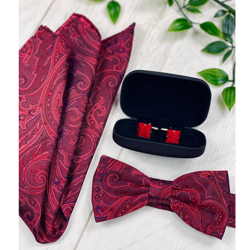 Dunkelrotes gemustertes Einstecktuch ⎪ Giorgio Redaelli