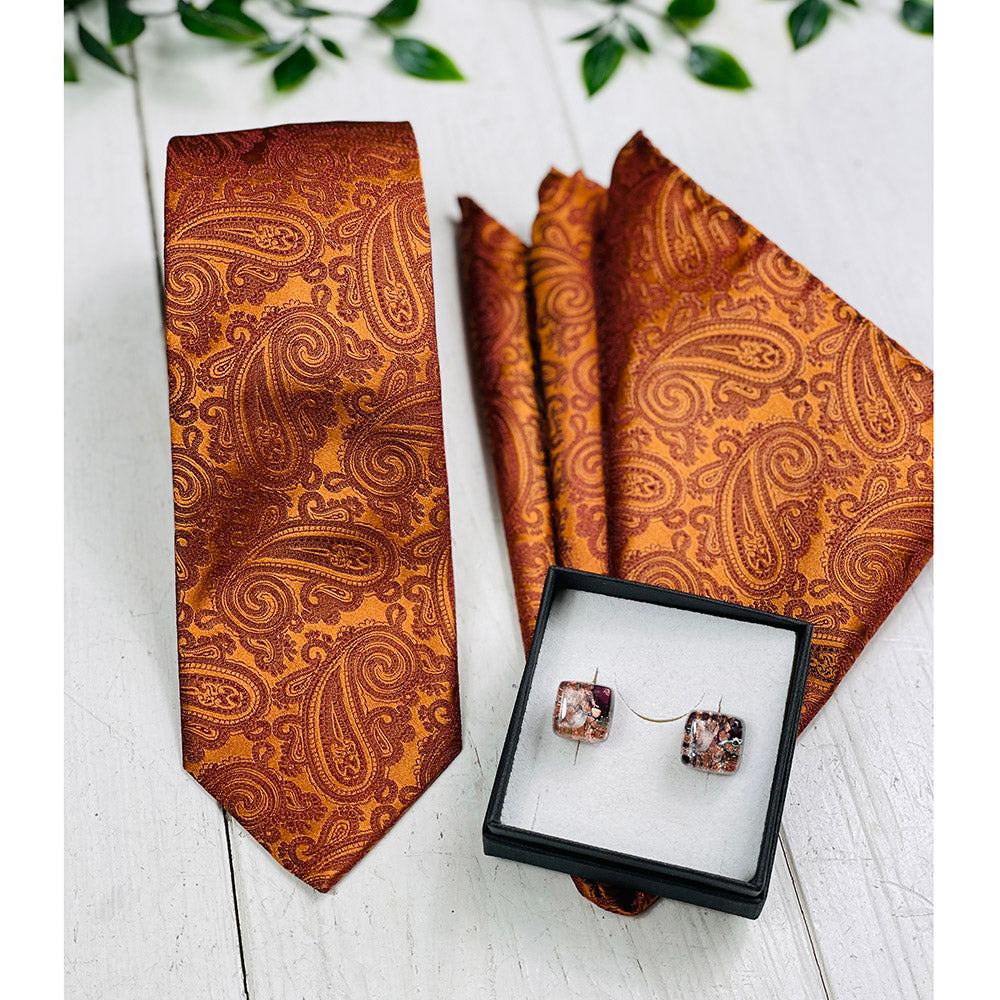 Orange patterned formal pocket square | Giorgio Redaelli