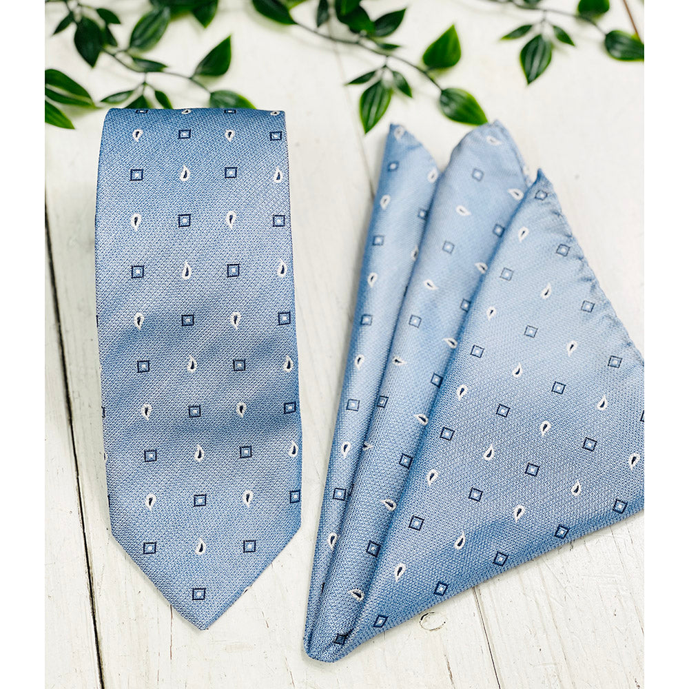 Light Blue Patterned Pocket Square | Giorgio Redaelli