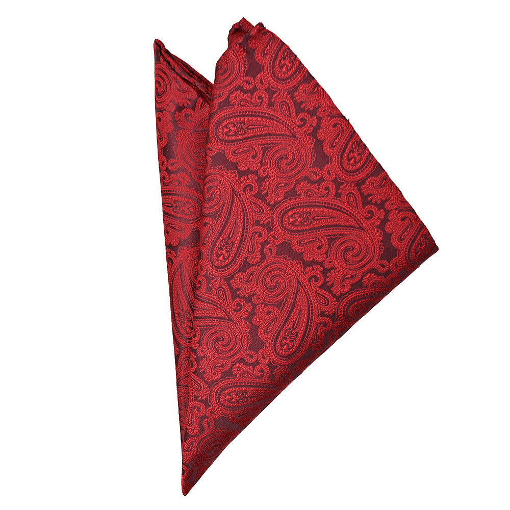 Tummanpunainen paisley- kuviollinen taskuliina ⎪ Giorgio Redaelli