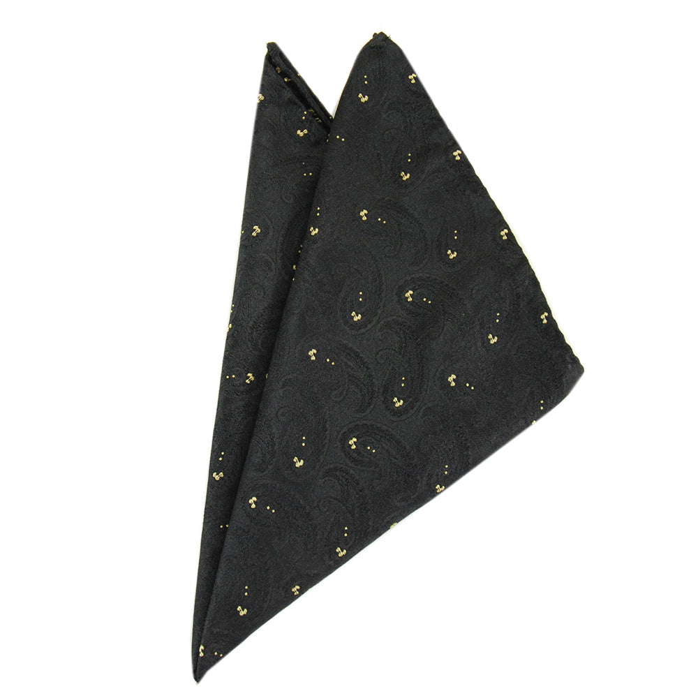 Black pocket square with a golden pattern⎪ Giorgio Redaelli