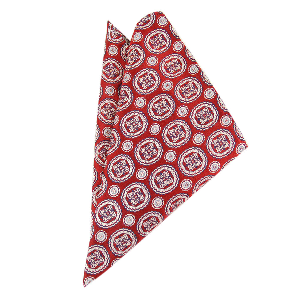 Dark red patterned pocket square ⎪ Giorgio Redaelli