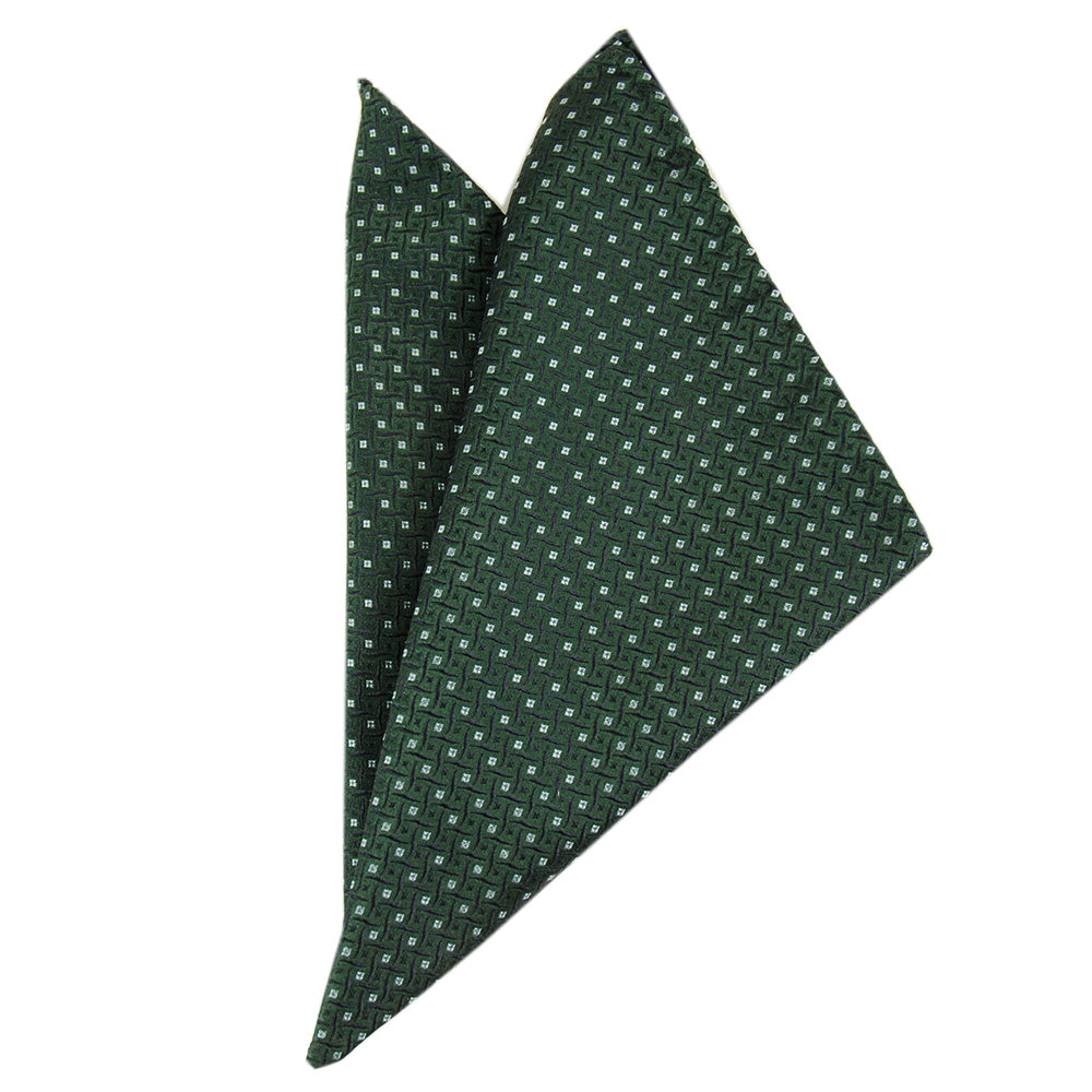 Dunkelgrünes Einstecktuch mit kleinem Muster ⎪ Giorgio Redaelli