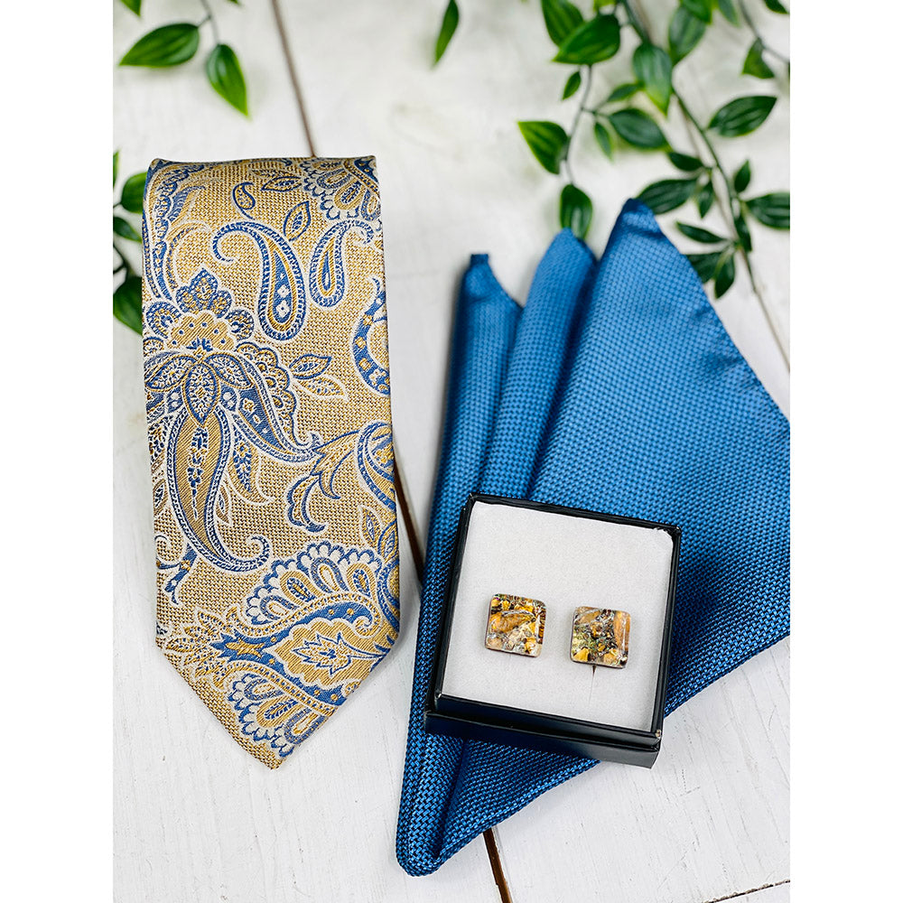 Golden silk tie with paisley pattern⎪ Giorgio Redaelli