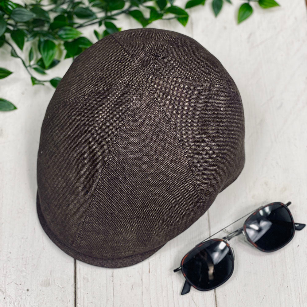 Dark brown linen flat cap | Gatsby | Hologramme