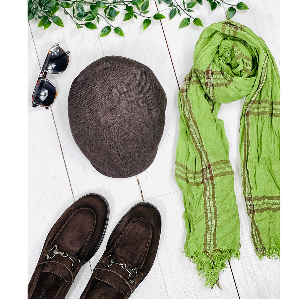 Tummanruskea pellava flat cap ⎪ Gatsby ⎪ Hologramme