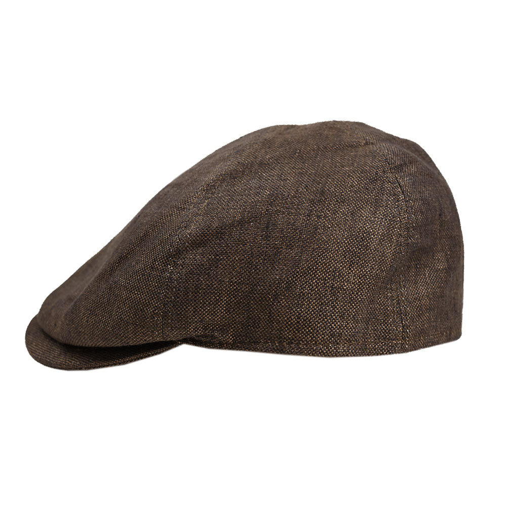 Dark brown linen flat cap | Gatsby | Hologramme