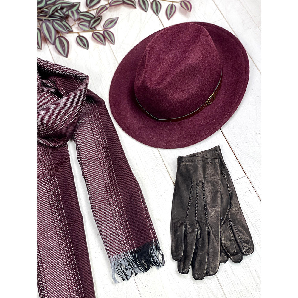 Burgundi fedora hatt⎪ Hologramme