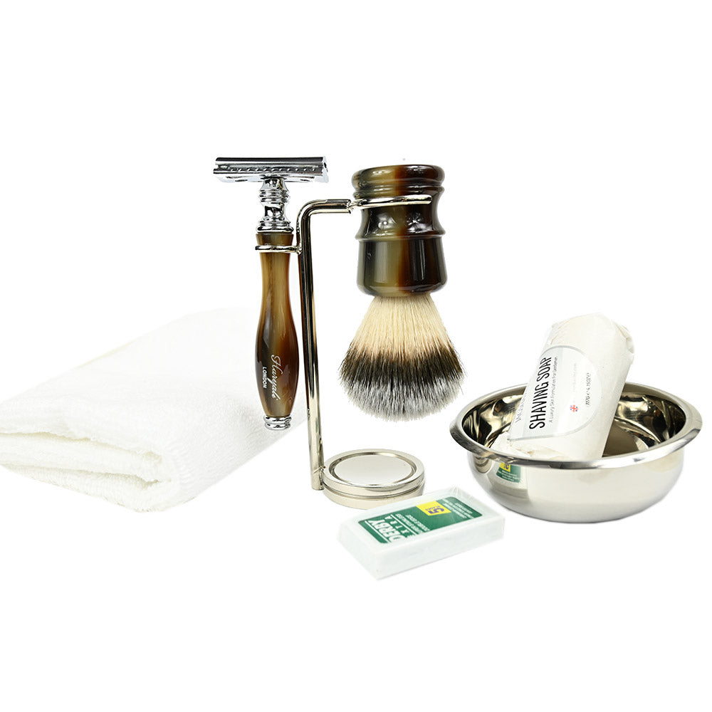 Brunt set för rakning av skägg ⎪ Säkerhetshyvel ⎪ Haryali London
