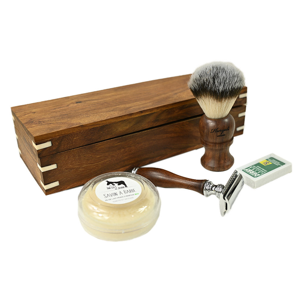 Parranajosetti puisessa lahjalaatikossa ⎪ Safety Razor ⎪ Haryali London