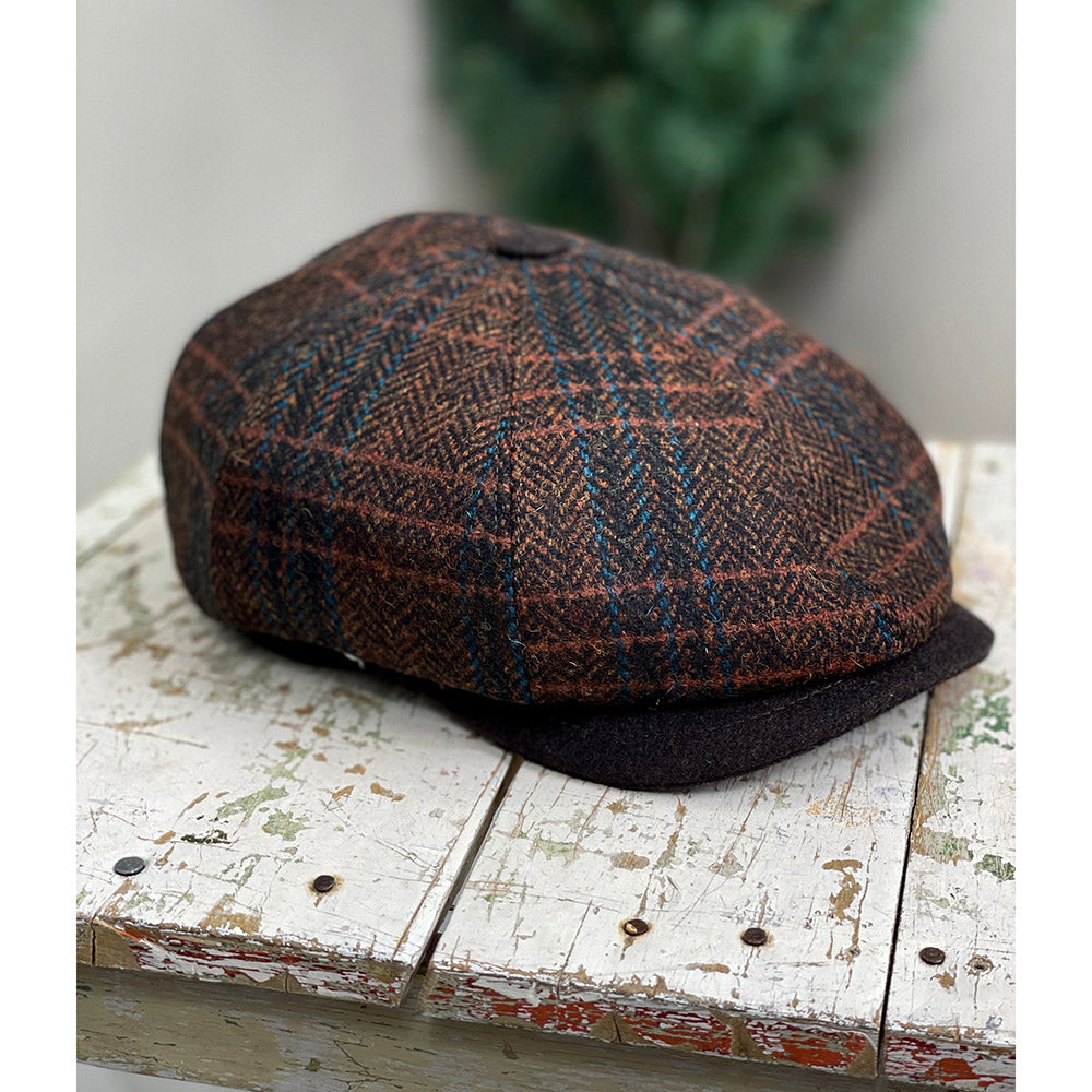 Tummanruskea ruudullinen flat cap ⎪ Bojua