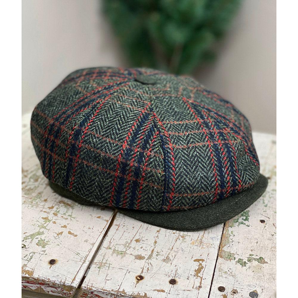 Vihreä / Oranssi ruudullinen flat cap ⎪ Bojua