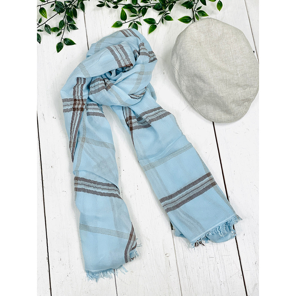 Light blue checkered scarf⎪ Bojua