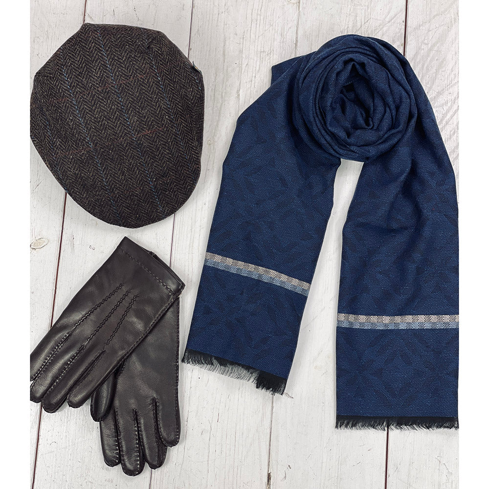 Tummansininen kuviollinen kaulahuivi⎪ Bojua