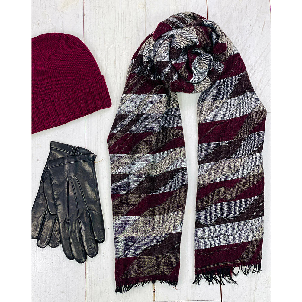 Burgundy / Harmaa kuviollinen kaulahuivi⎪ Bojua