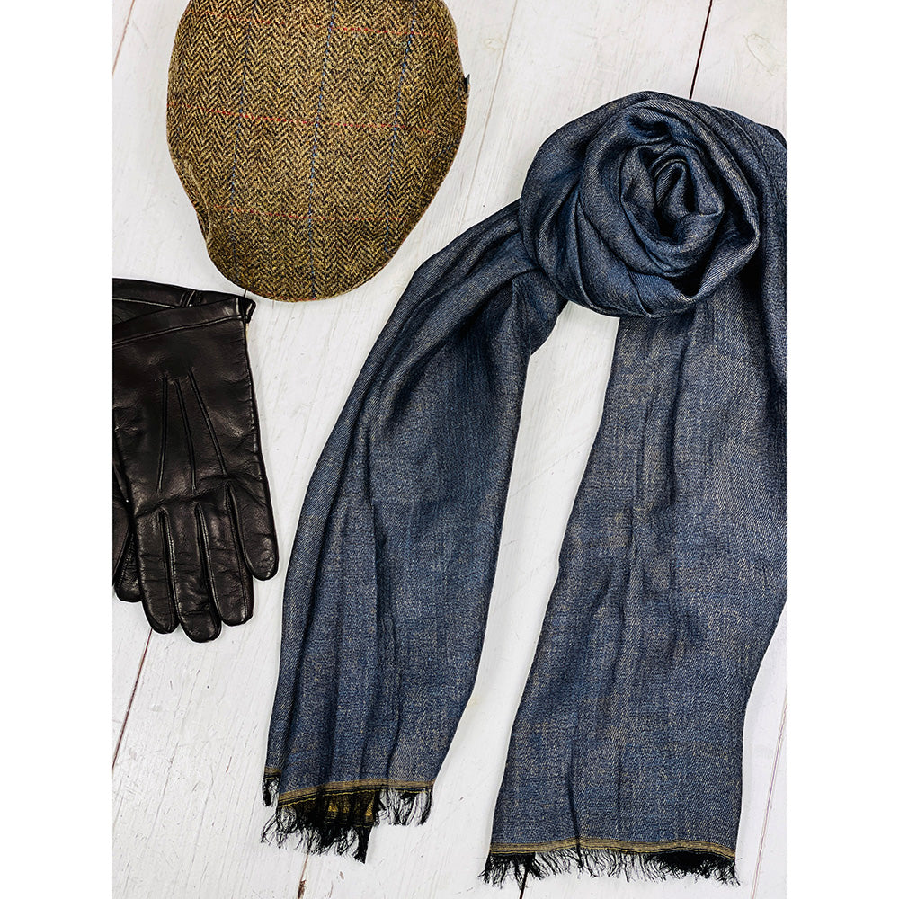 Dark blue paisley pattern scarf ⎪ Bojua
