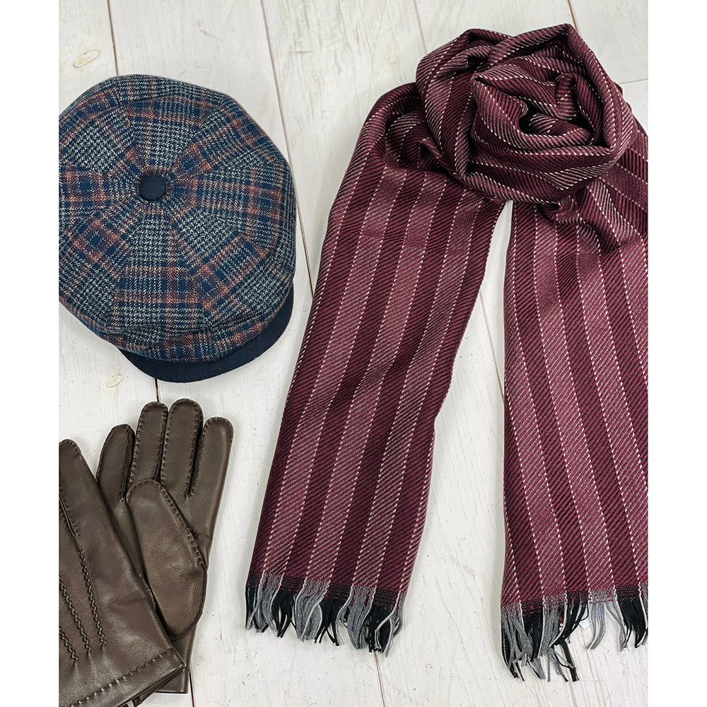 Striped burgundy scarf⎪ Bojua