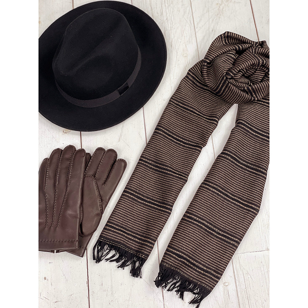 Light brown striped scarf⎪ Bojua