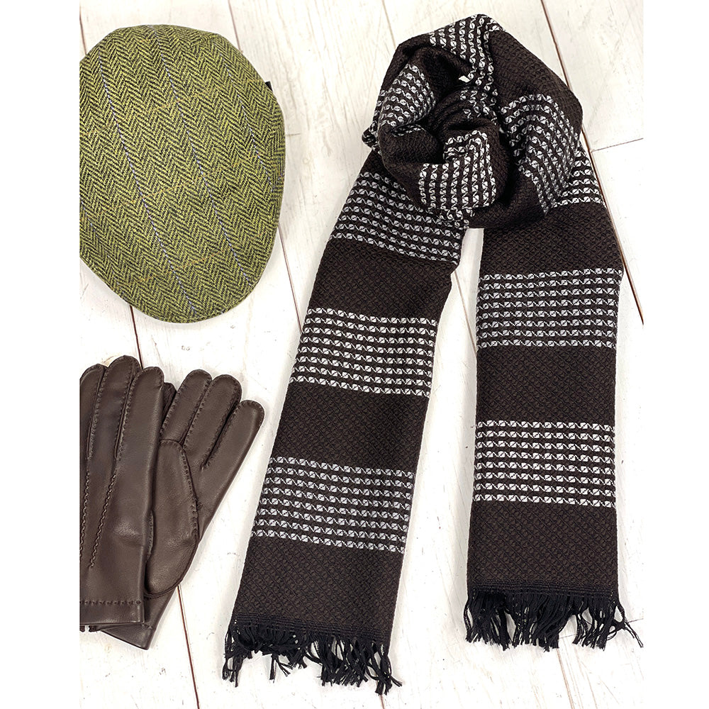Dark brown patterned scarf⎪ Bojua