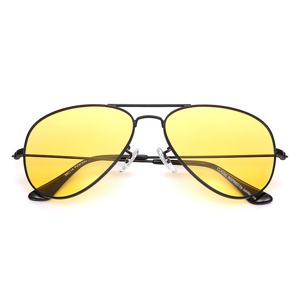 Black pilot sunglasses with yellow lens ⎪ Classic Inspired ⎪ JohNocera