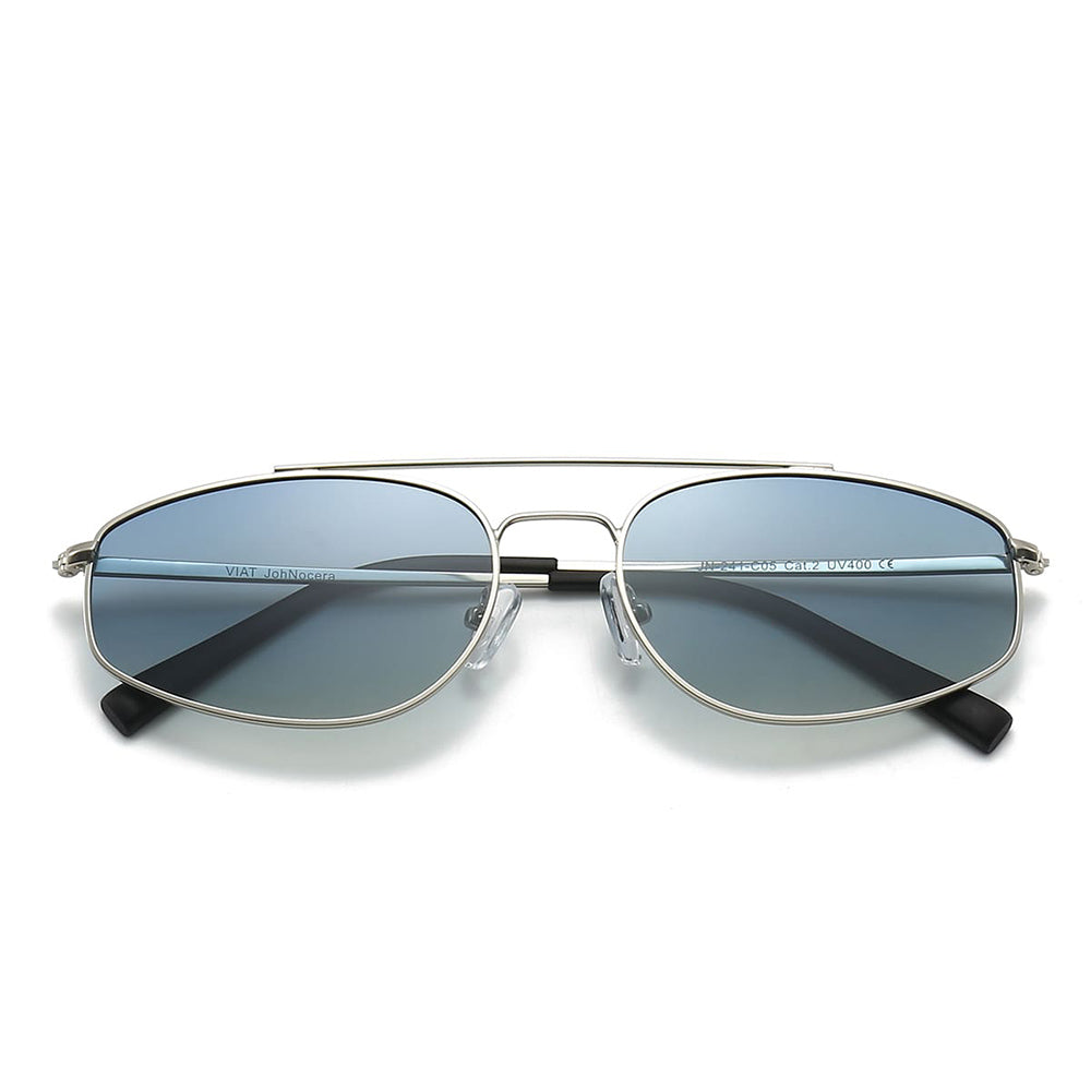 Silver pilot sunglasses ⎪ Gradient Blue Lenses ⎪ JohNocera