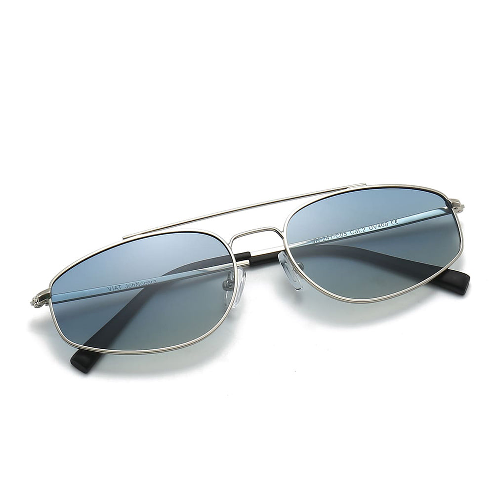 Silver pilot sunglasses ⎪ Gradient Blue Lenses ⎪ JohNocera
