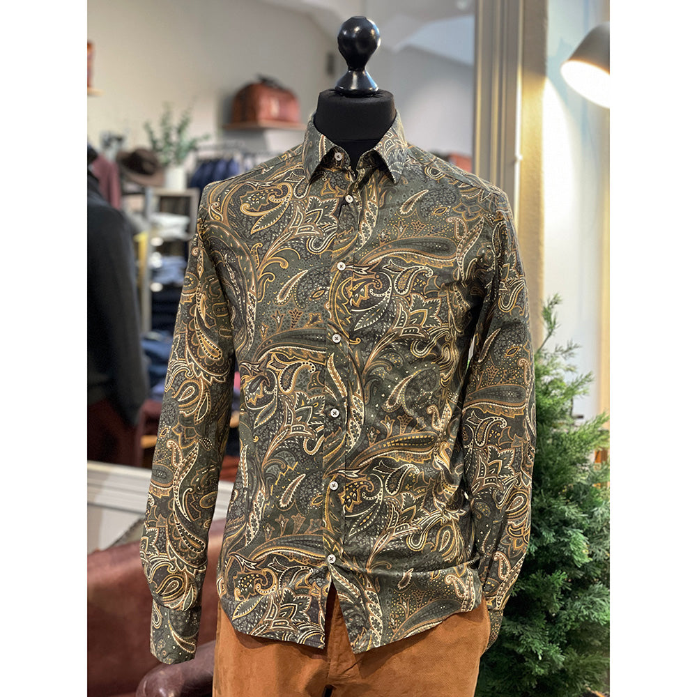 Green paisley pattern collared shirt⎪ Foggia ⎪ Marselo