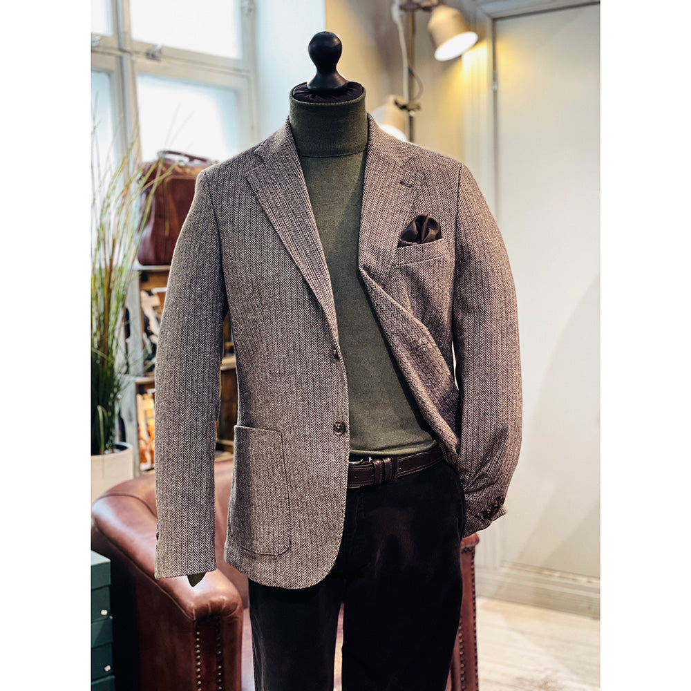 Brun fiskbensmönstrad blazer ⎪ Ravenna⎪ Marselo