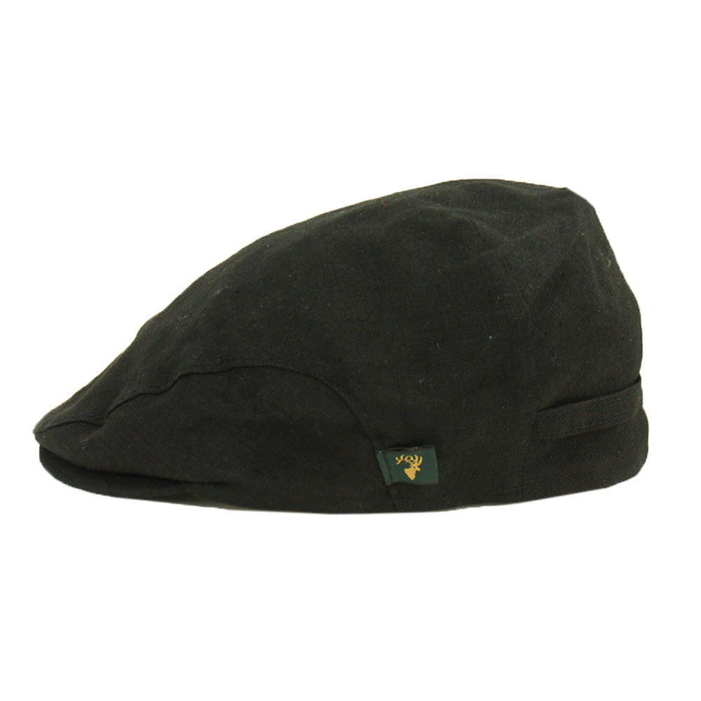 Musta pellava flat cap ⎪ Trinity Black ⎪ Mucros Weavers