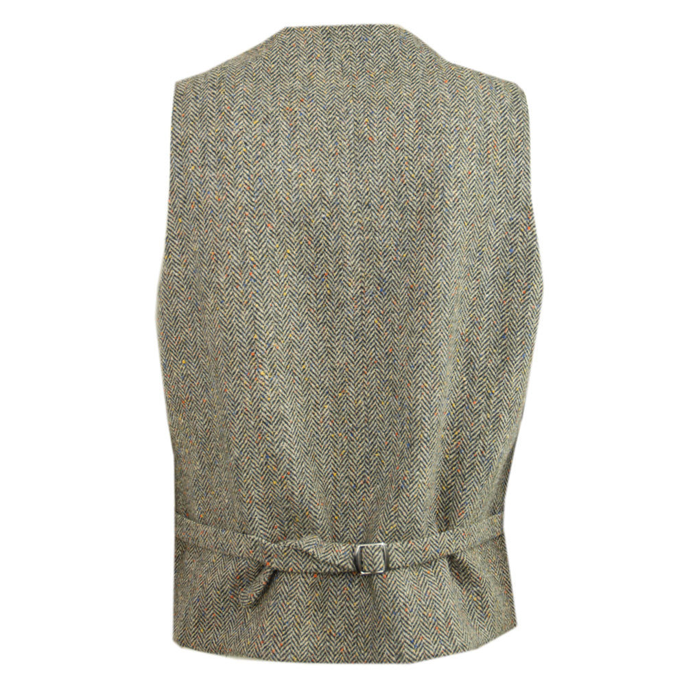 Vaaleanruskea kalanruotokuvio tweed- liivi ⎪ Mucros Weavers