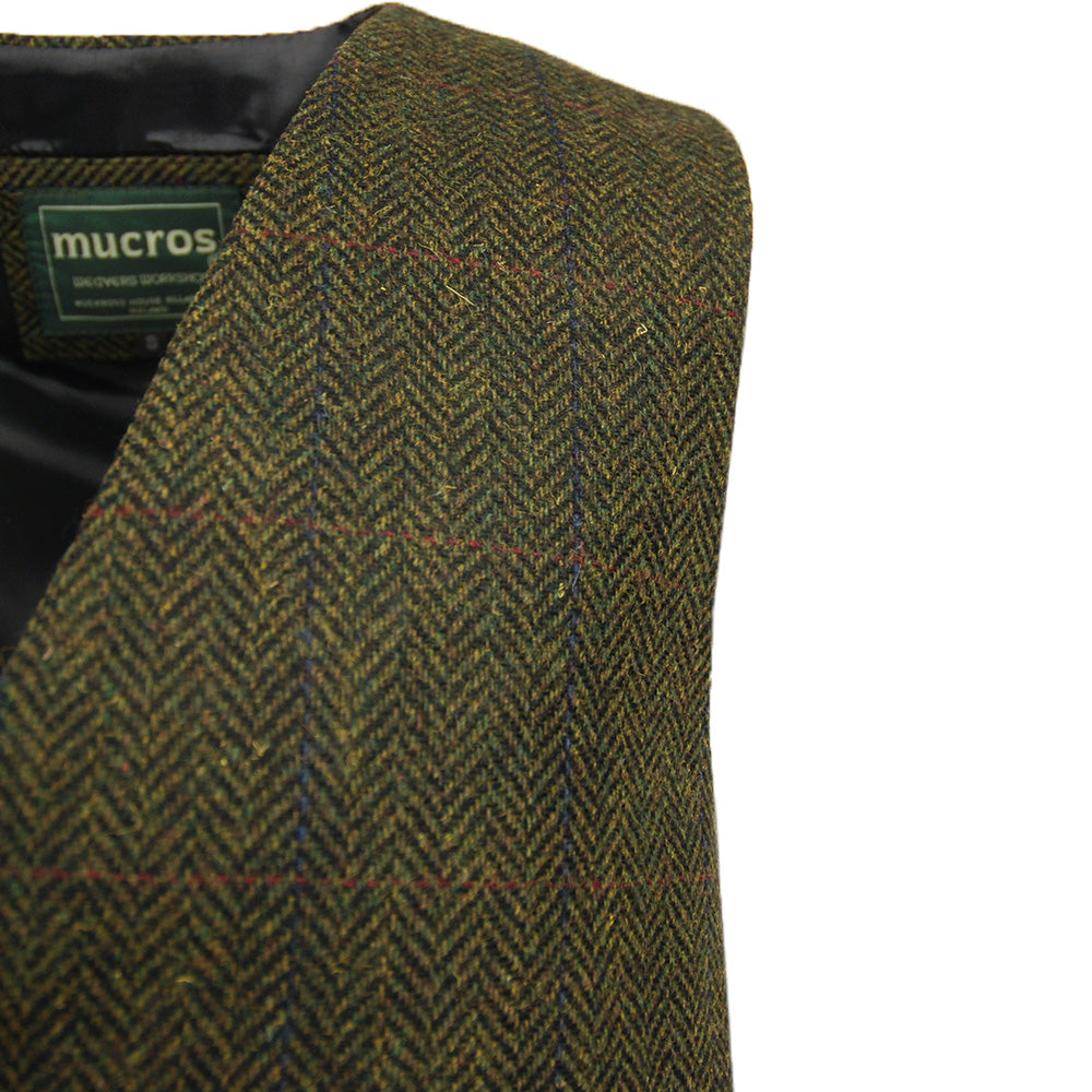 Tummanvihreä ruudullinen tweed- liivi ⎪ Mucros Weavers