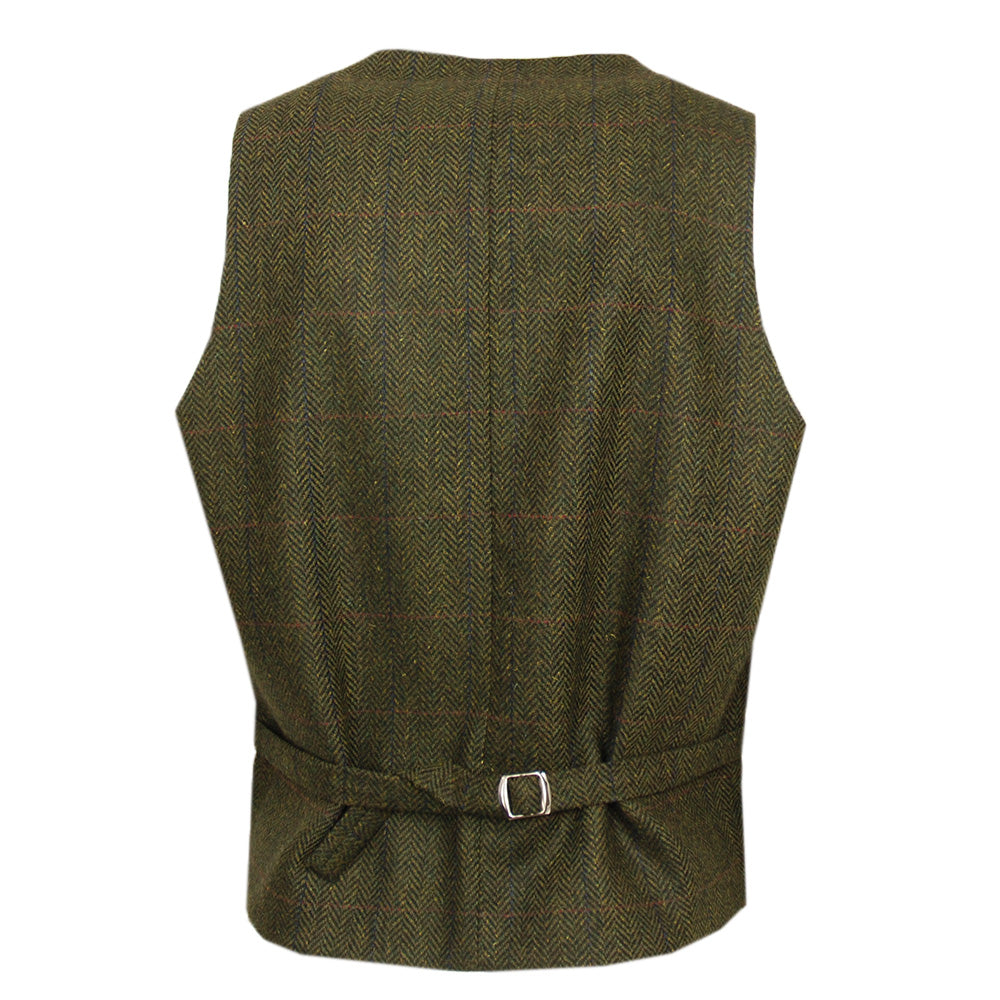 Tummanvihreä ruudullinen tweed- liivi ⎪ Mucros Weavers