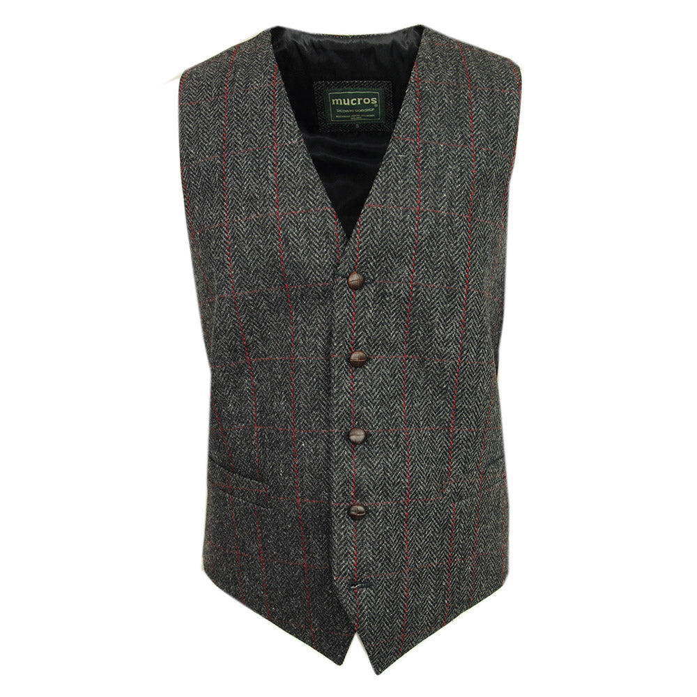 Graue karierte Tweed-Weste ⎪ Mucros Weavers