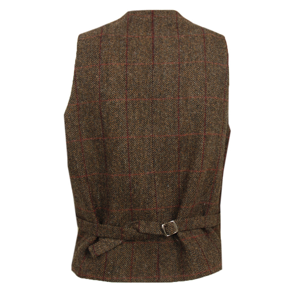 Ruskea ruudullinen tweed- liivi  ⎪ Mucros Weavers