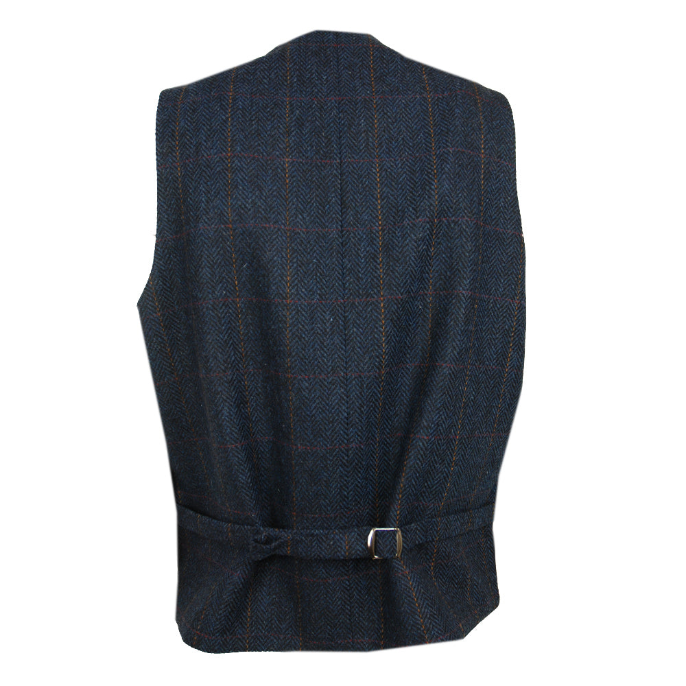 Tummansininen ruudullinen tweed- liivi ⎪ Mucros Weavers