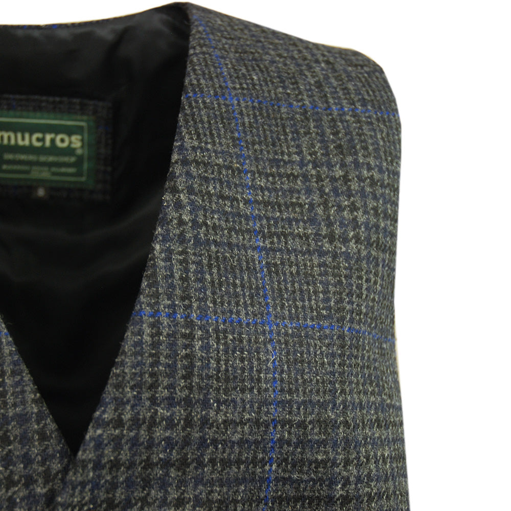 Tummanharmaa ruudullinen tweed- liivi ⎪ Mucros Weavers