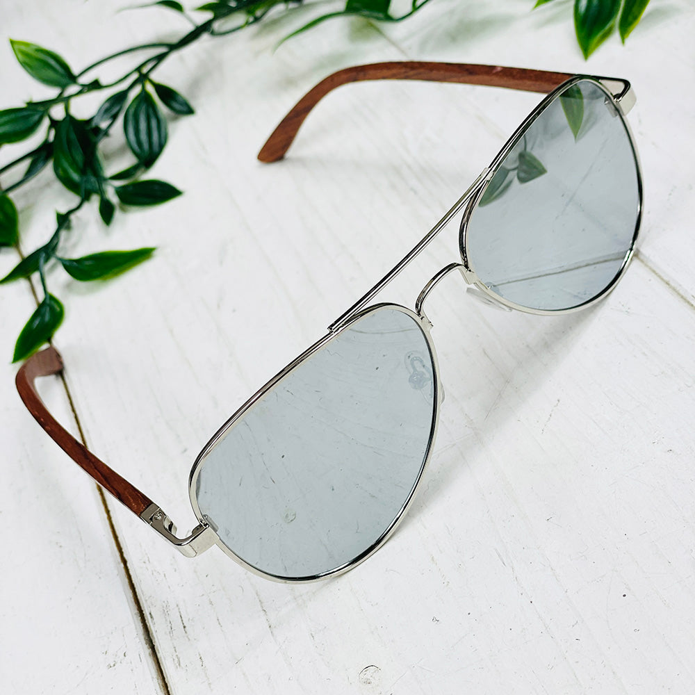 Puiset pilottiaurinkolasit peililinssillä⎪ Aviator Grey⎪ Nordic Wood