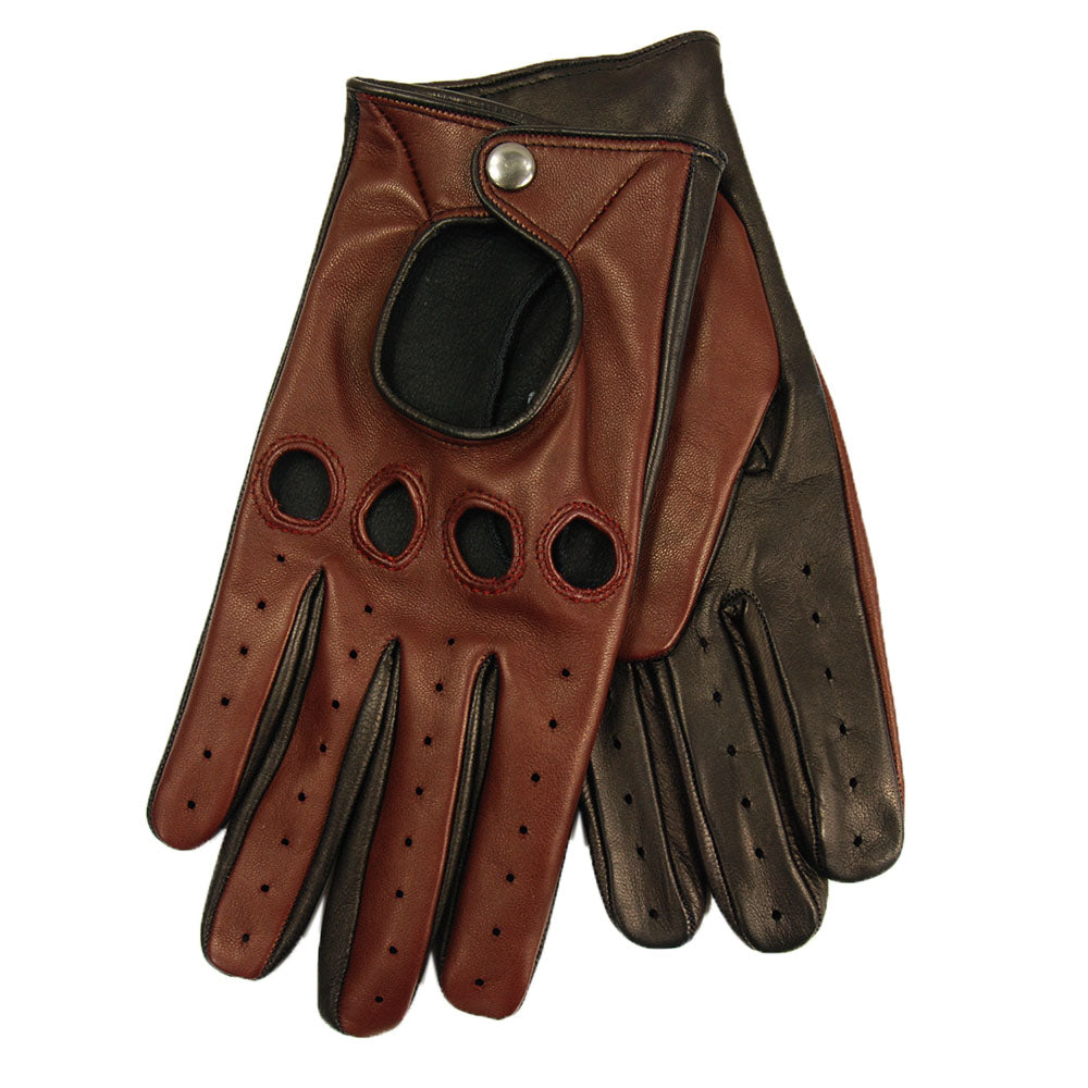 Zweifarbige Fahrhandschuhe⎪ Dunkelrot/Schwarz ⎪Omega Handschuhe