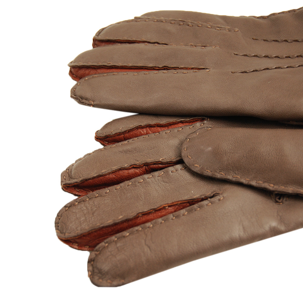 Kaksiväriset ruskeat lampaannahkahanskat ⎪ Tyrell ⎪ Omega Gloves