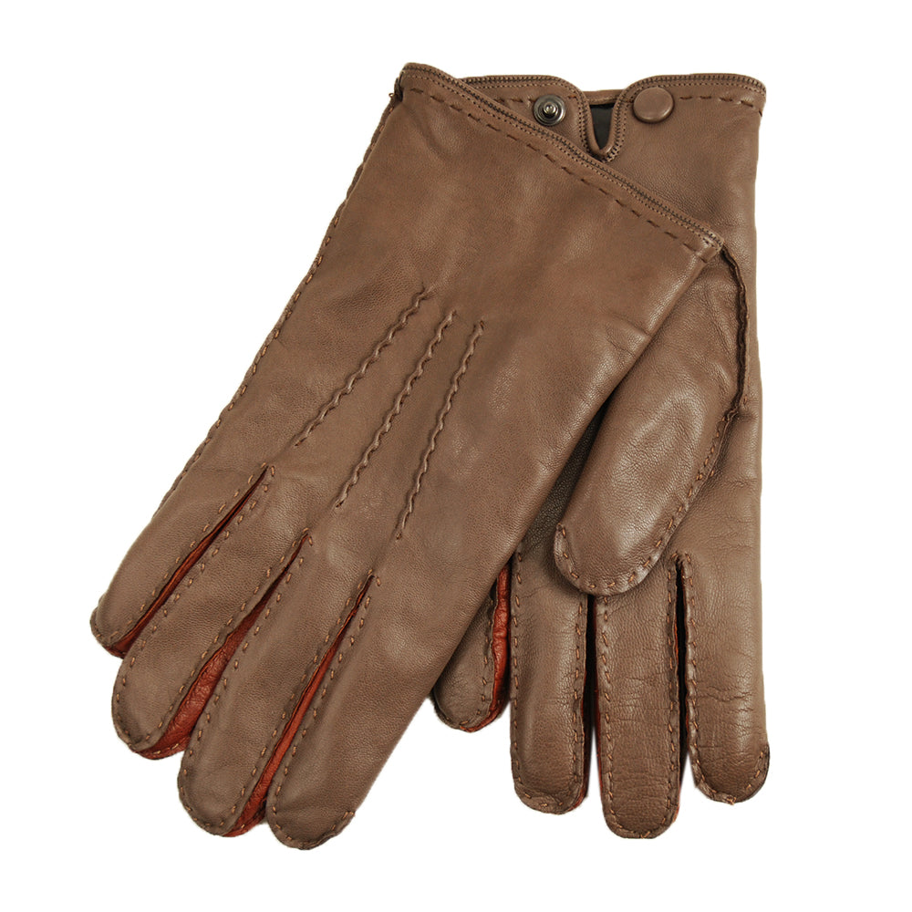Kaksiväriset ruskeat lampaannahkahanskat ⎪ Tyrell ⎪ Omega Gloves