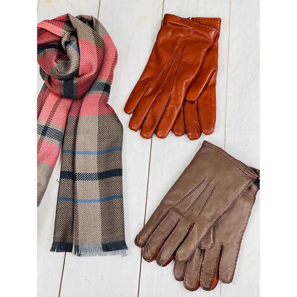 Kaksiväriset ruskeat lampaannahkahanskat ⎪ Tyrell ⎪ Omega Gloves