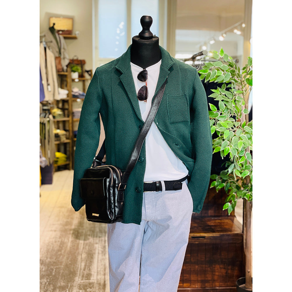 Mörkgrön stickad blazer ⎪ Mantova Super Slim⎪ Piero Gianchi