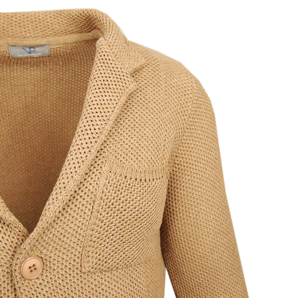Light Brown Knit Blazer ⎪ Mantova Super Slim ⎪ Piero Gianchi