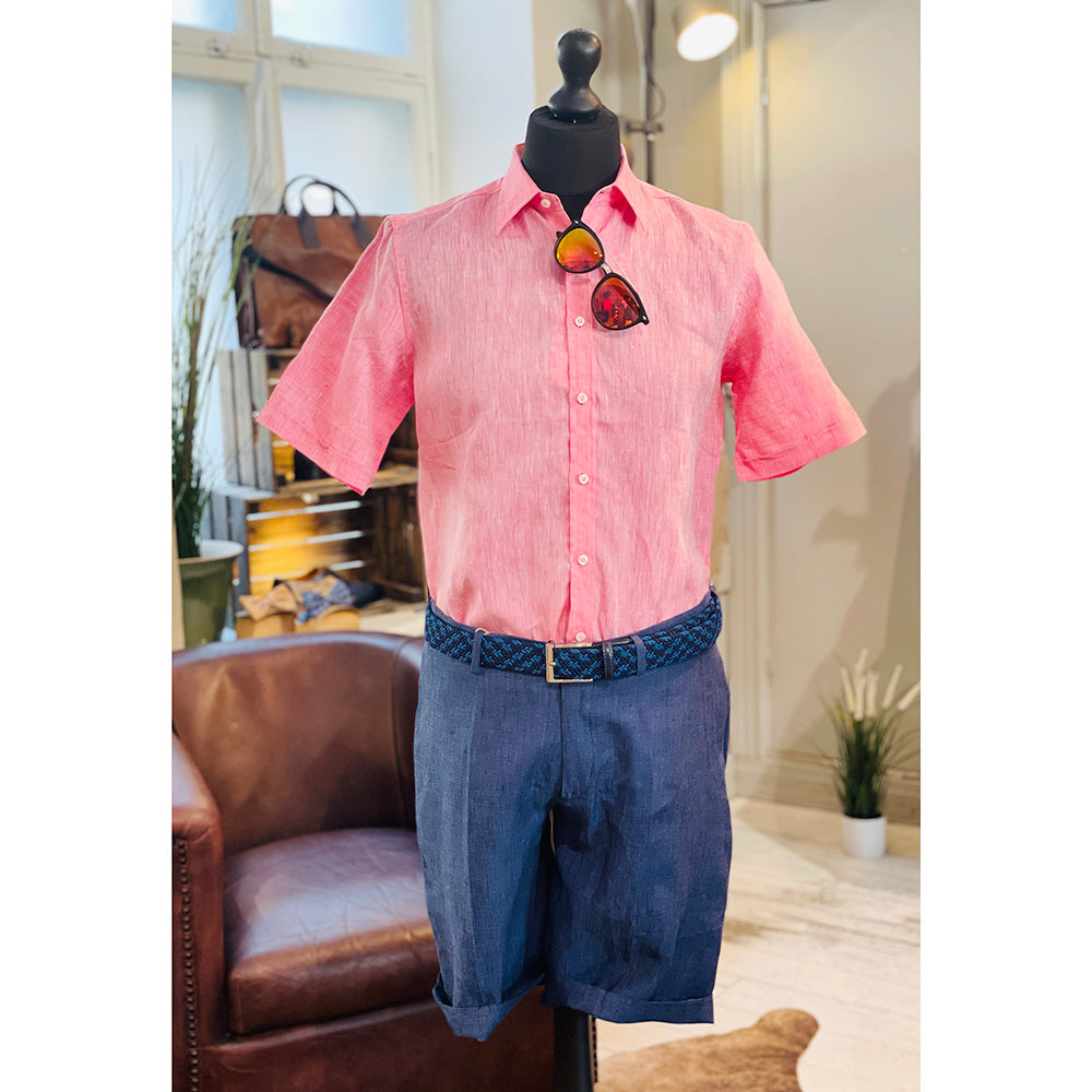 Vaaleanpunainen lyhythihainen pellavapaita⎪ Posillipo