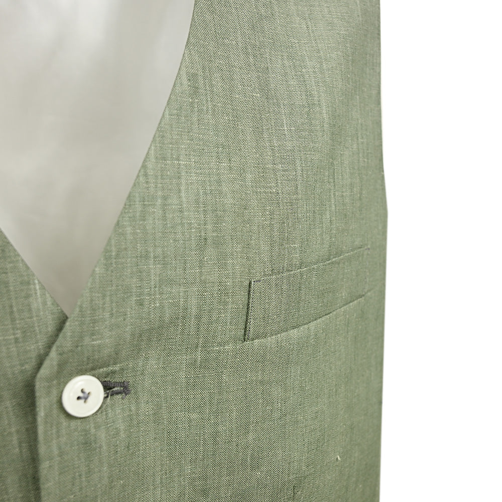 Olive Green Linen Waistcoat⎪Posillipo 1930