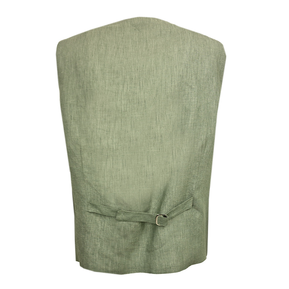 Olive Green Linen Waistcoat⎪Posillipo 1930