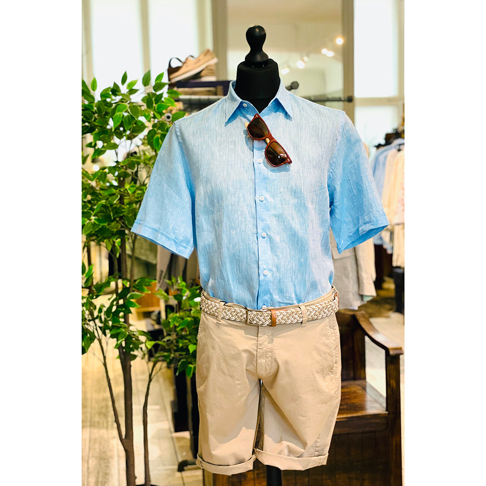 Vaaleansininen lyhythihainen pellavapaita⎪ Posillipo