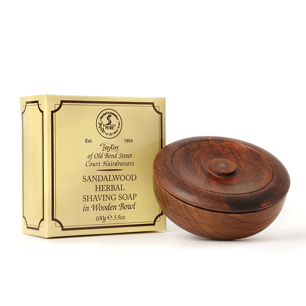 Sandalwood shaving soap in a wooden bowl ⎪ Taylor of Old Bond Street