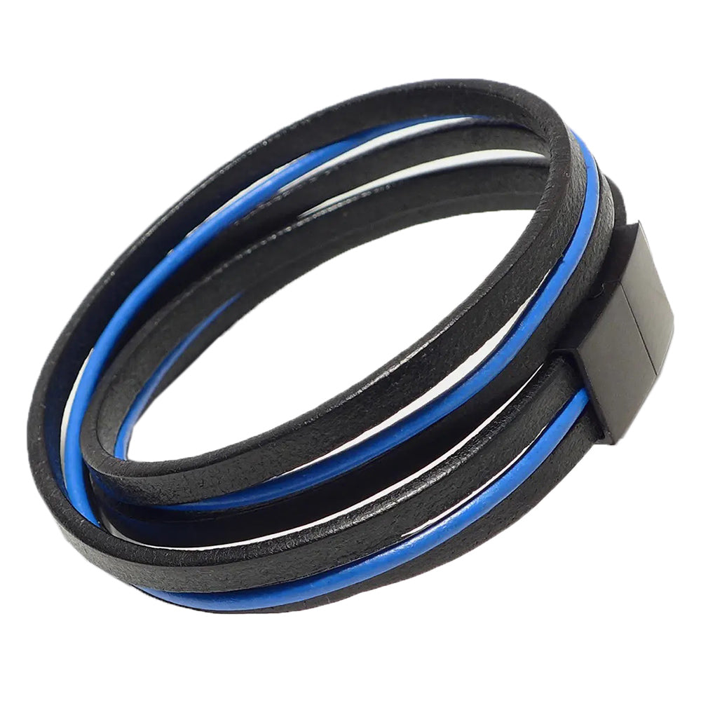 Schwarzes / Blaues Lederarmband ⎪ PG71 ⎪ Starbeit